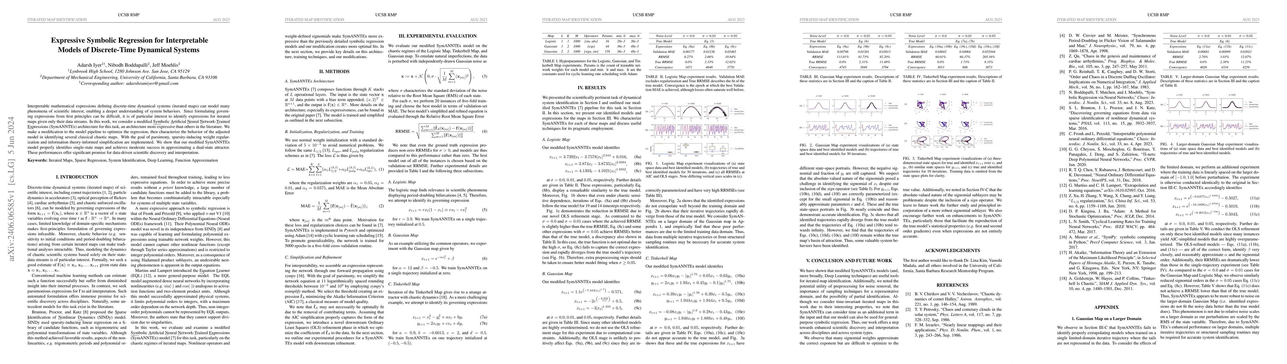 Thumbnail for Expressive Symbolic Regression for Interpretable Models of Discrete-Time
  Dynamical Systems