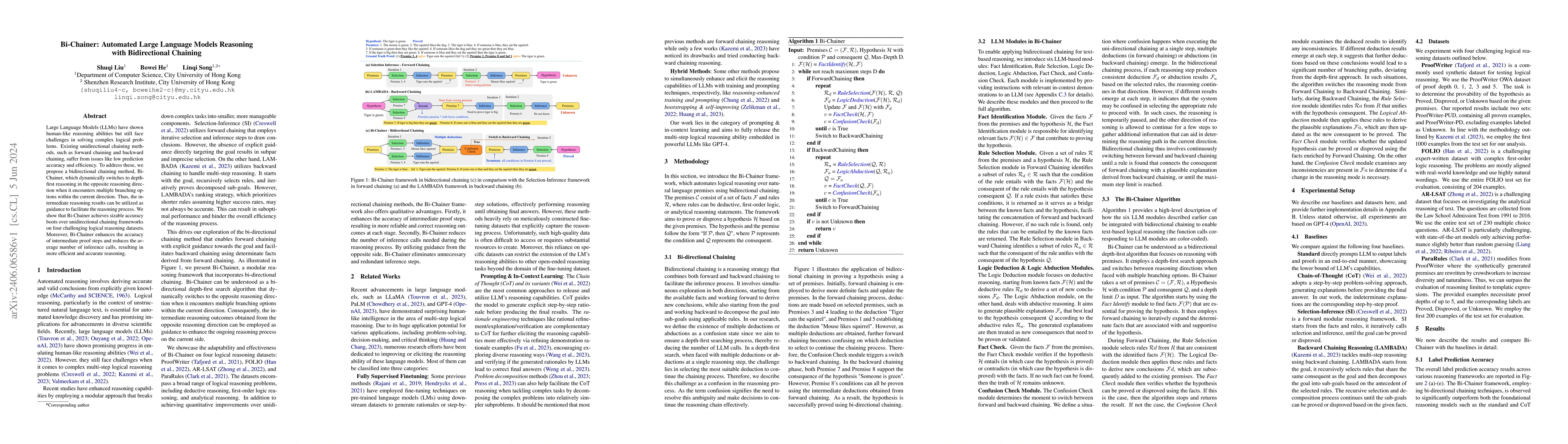 Thumbnail for Bi-Chainer: Automated Large Language Models Reasoning with Bidirectional
  Chaining