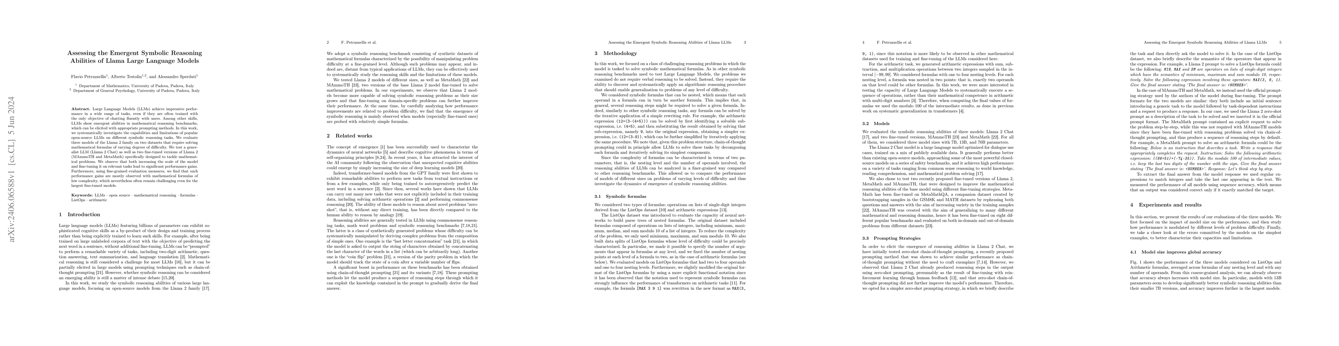 Thumbnail for Assessing the Emergent Symbolic Reasoning Abilities of Llama Large
  Language Models