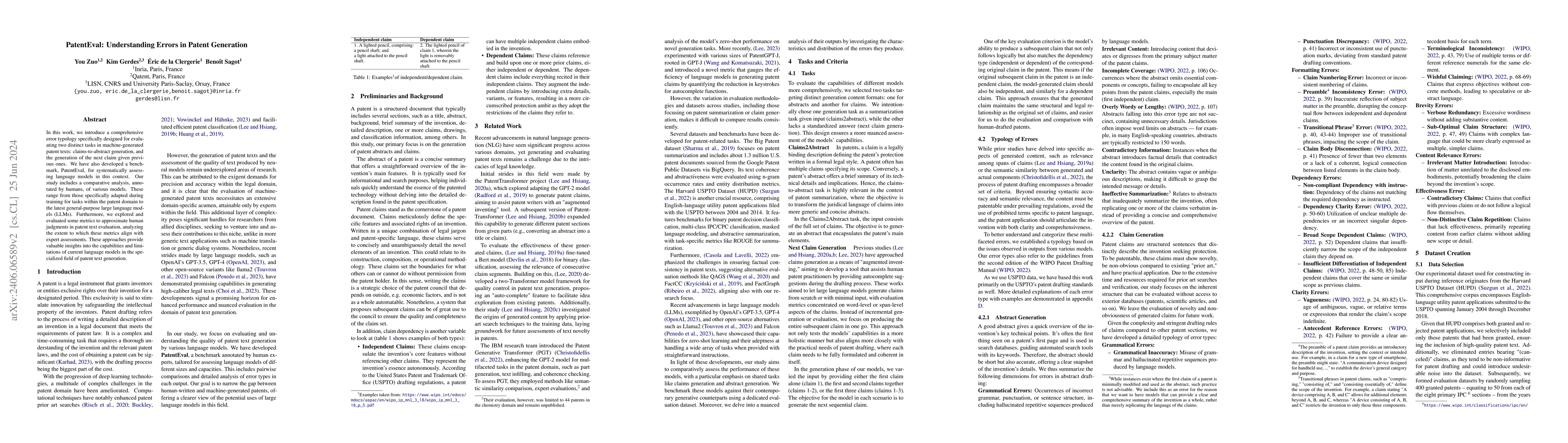 Thumbnail for PatentEval: Understanding Errors in Patent Generation