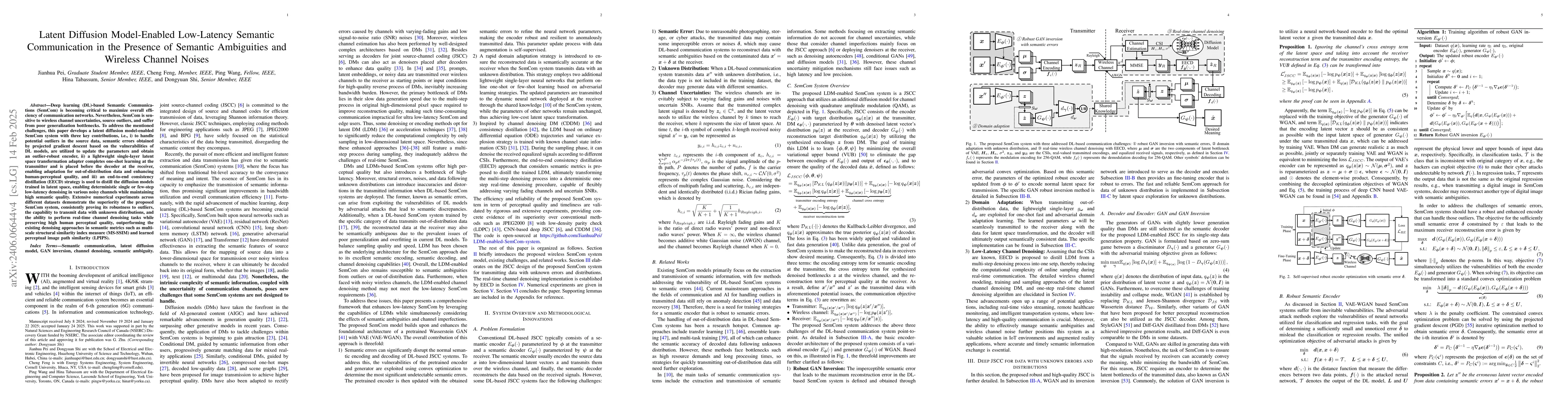 Thumbnail for Latent Diffusion Model-Enabled Real-Time Semantic Communication
  Considering Semantic Ambiguities and Channel Noises