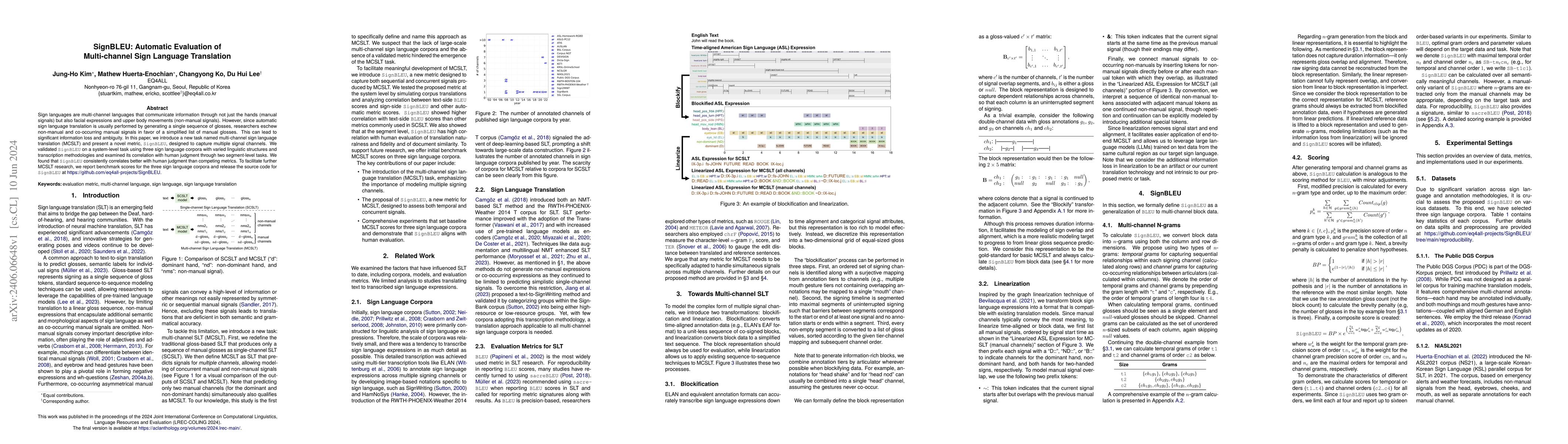 Thumbnail for SignBLEU: Automatic Evaluation of Multi-channel Sign Language
  Translation