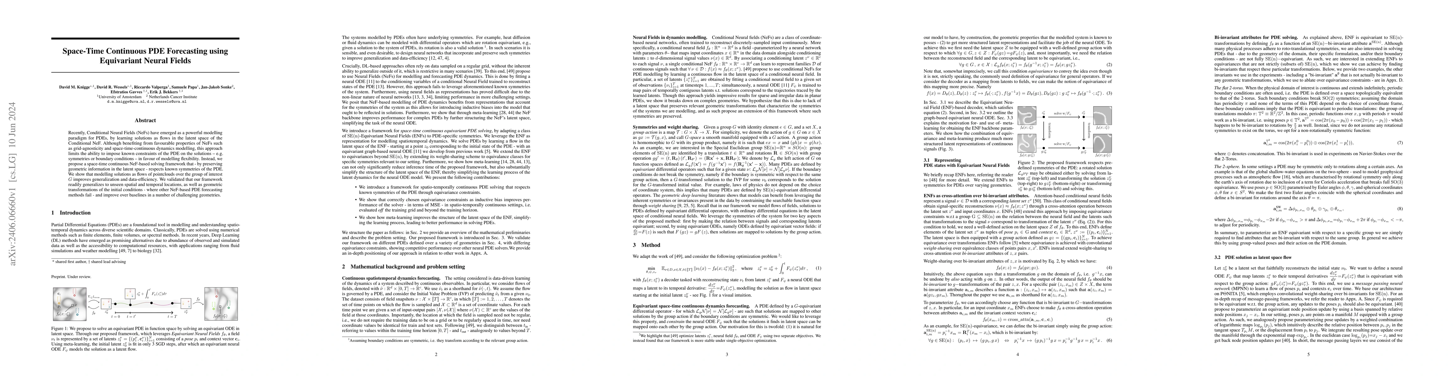 Thumbnail for Space-Time Continuous PDE Forecasting using Equivariant Neural Fields