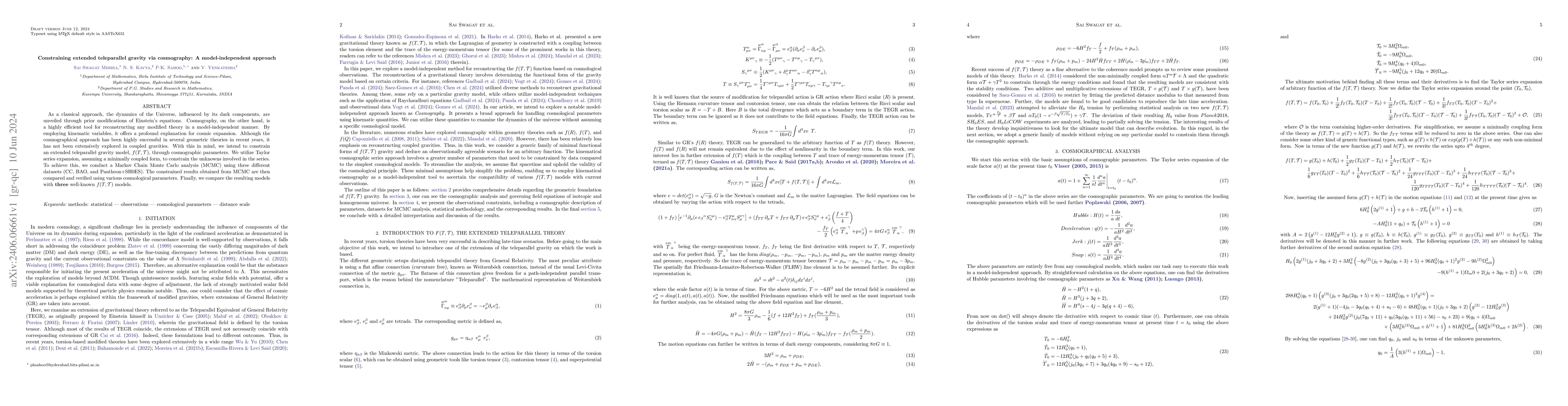 Thumbnail for Constraining extended teleparallel gravity via cosmography: A
  model-independent approach