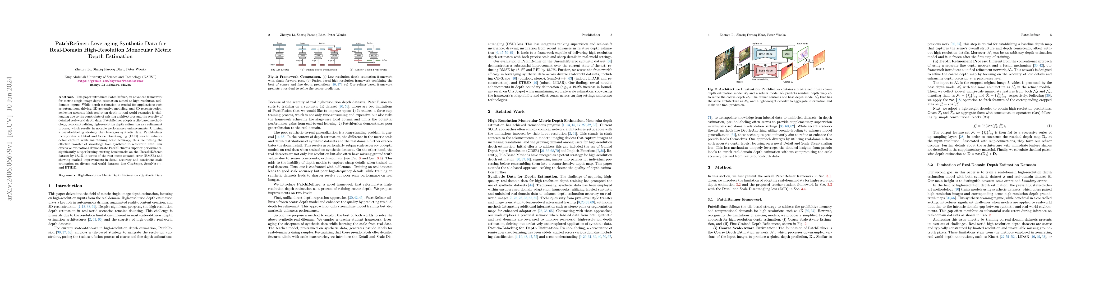 Thumbnail for PatchRefiner: Leveraging Synthetic Data for Real-Domain High-Resolution
  Monocular Metric Depth Estimation