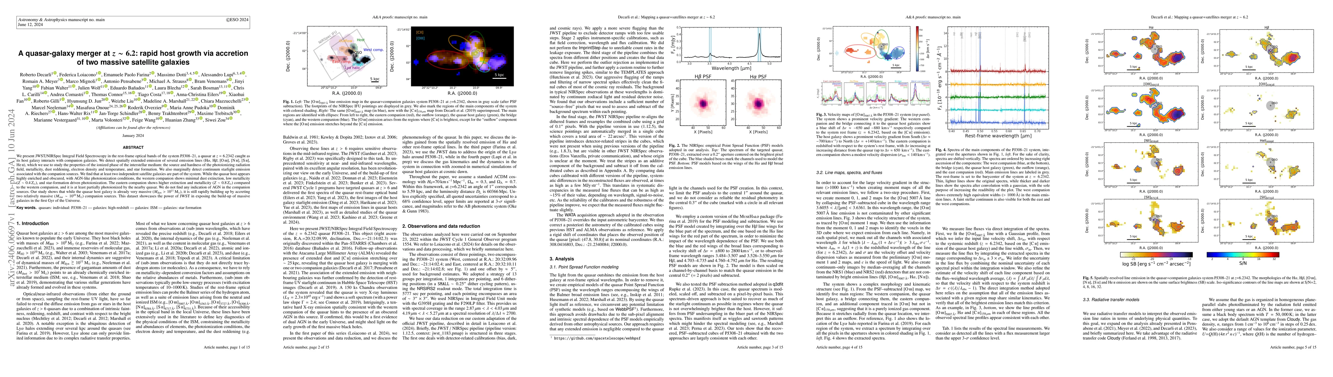 Thumbnail for A quasar-galaxy merger at $z\sim 6.2$: rapid host growth via accretion
  of two massive satellite galaxies