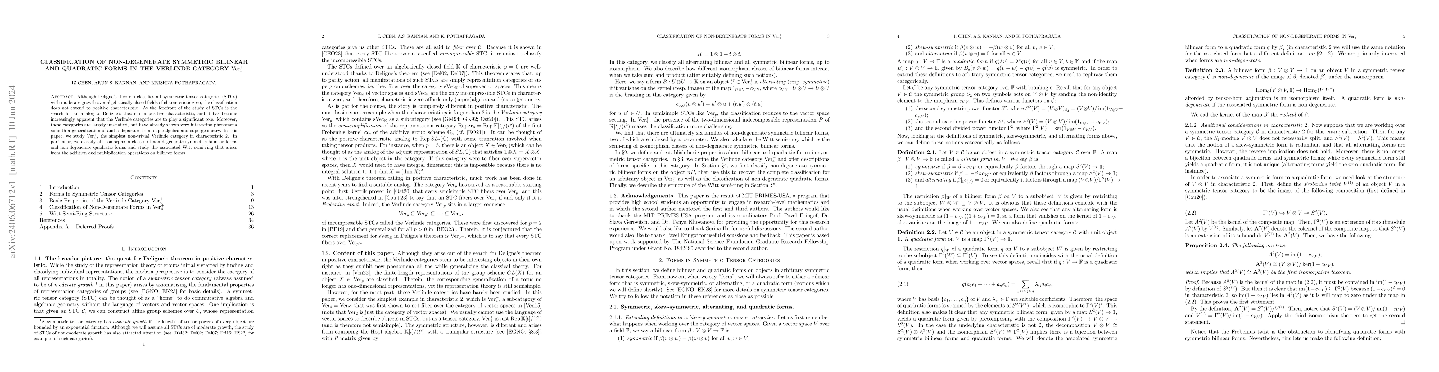 Thumbnail for Classification of Non-Degenerate Symmetric Bilinear and Quadratic Forms
  in the Verlinde Category $\mathrm{Ver}_4^+$