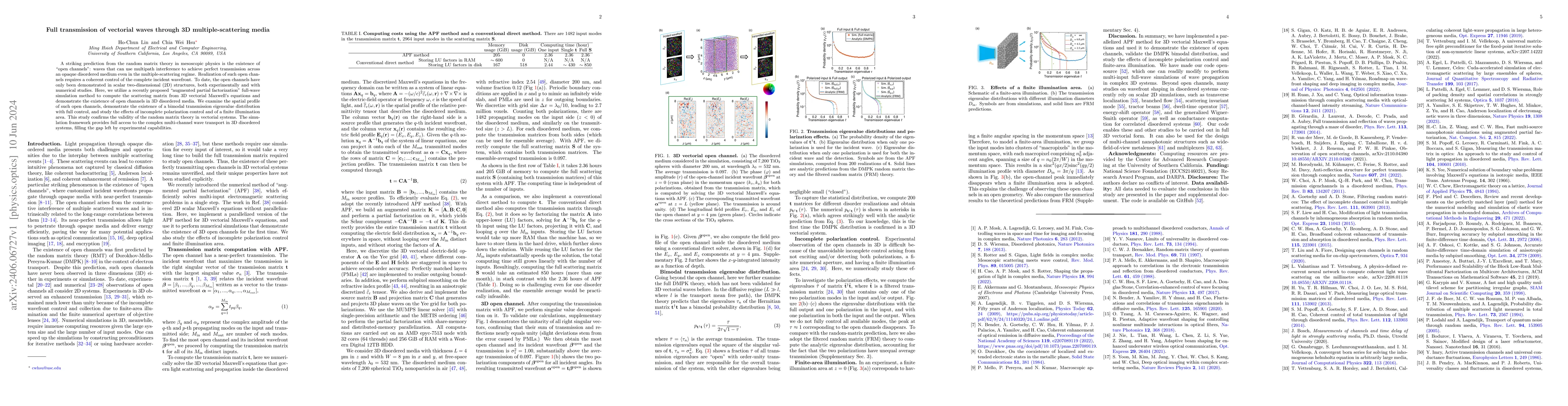 Thumbnail for Full transmission of vectorial waves through 3D multiple-scattering
  media