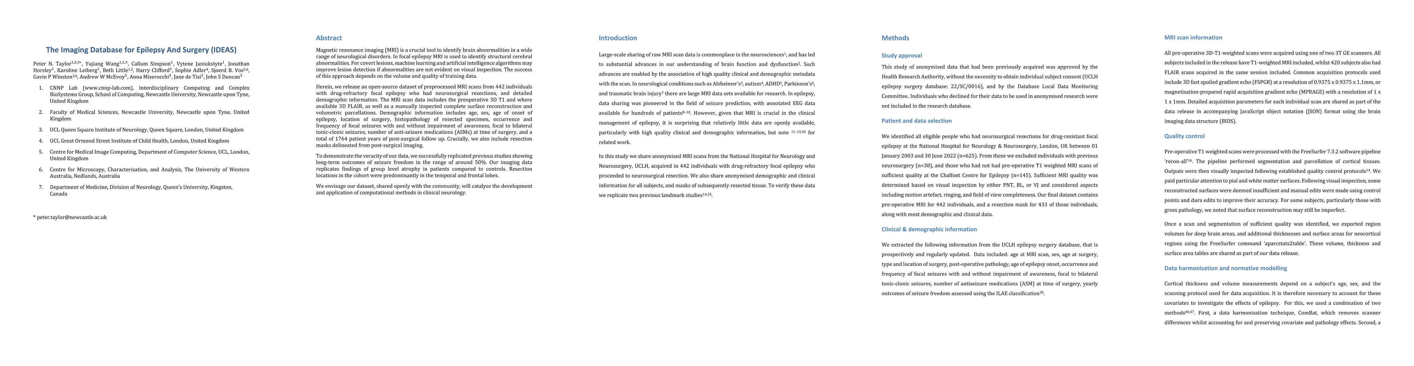 Thumbnail for The Imaging Database for Epilepsy And Surgery (IDEAS)