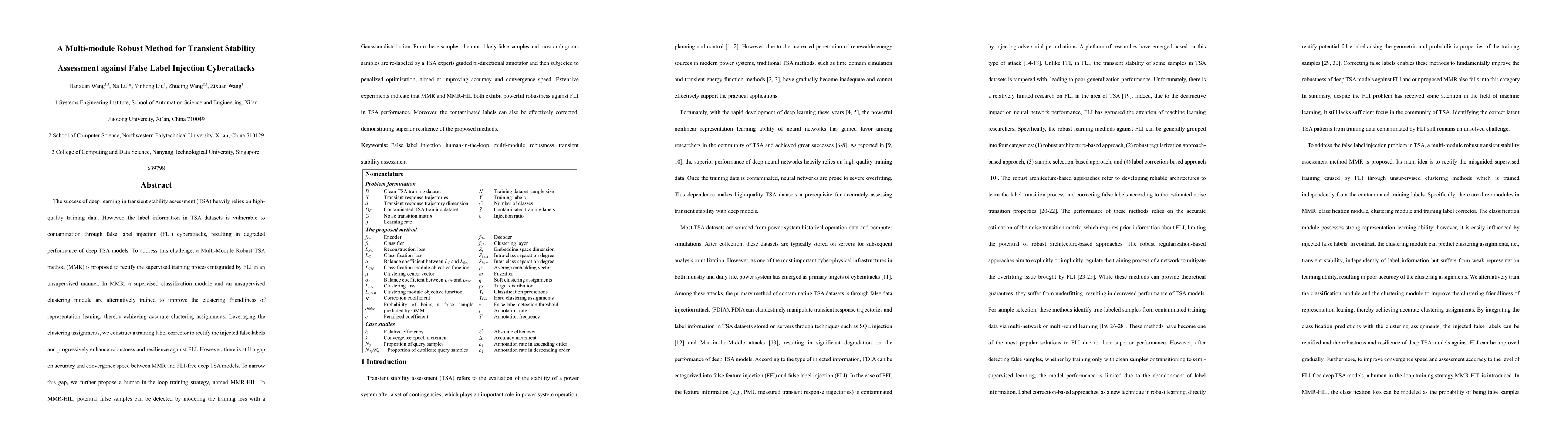 Thumbnail for A Multi-module Robust Method for Transient Stability Assessment against
  False Label Injection Cyberattacks