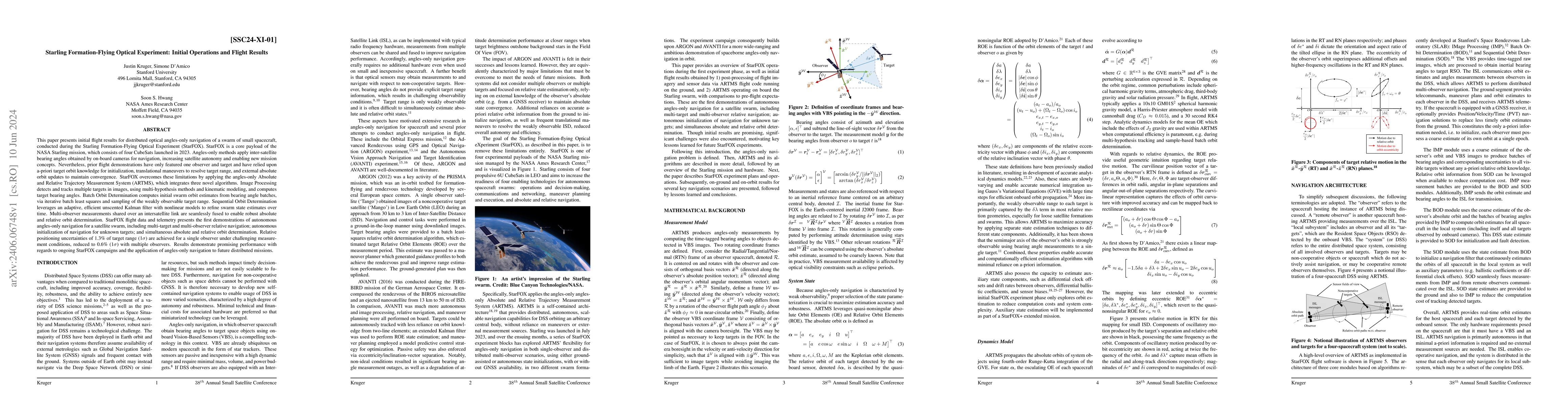 Thumbnail for Starling Formation-Flying Optical Experiment: Initial Operations and
  Flight Results