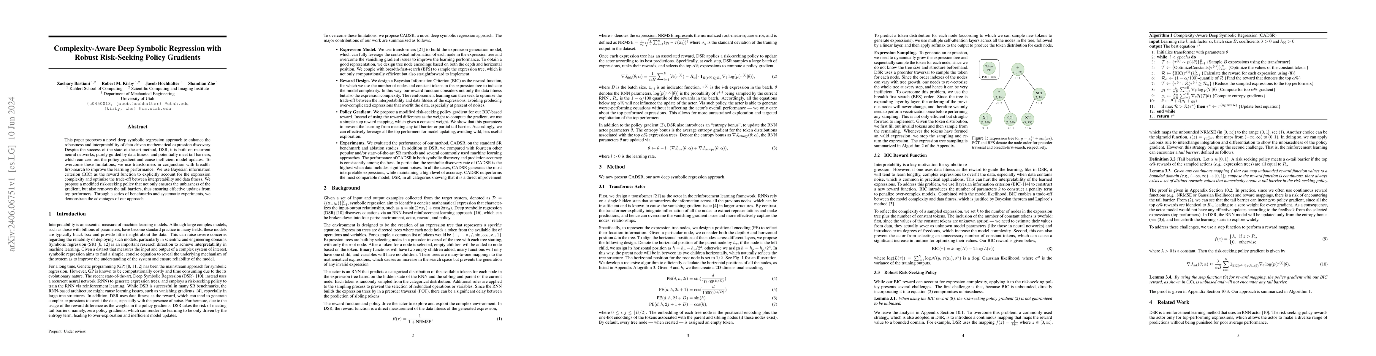 Thumbnail for Complexity-Aware Deep Symbolic Regression with Robust Risk-Seeking
  Policy Gradients