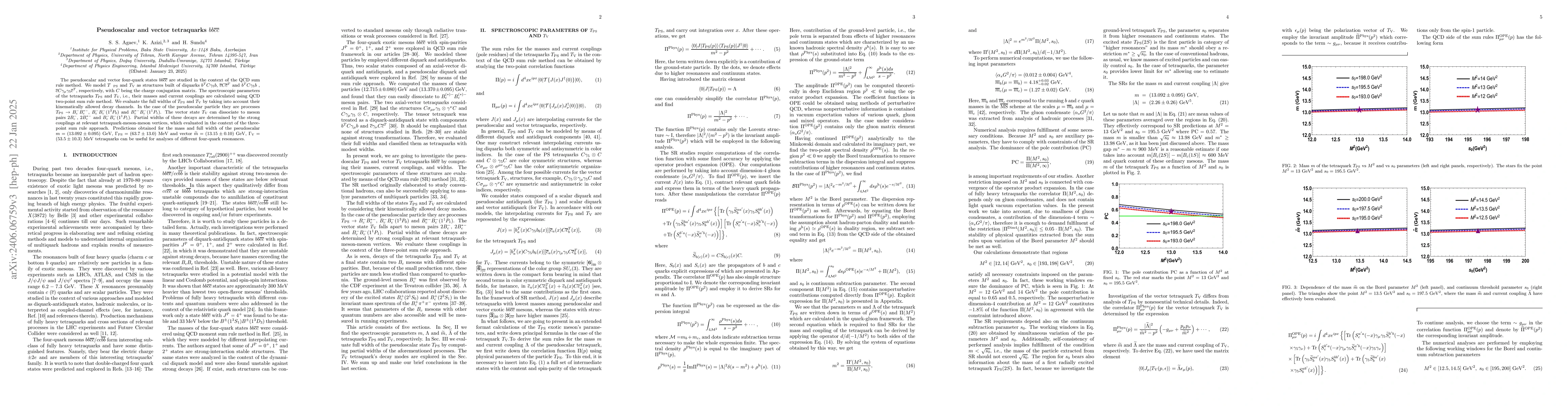 Thumbnail for Pseudoscalar and vector tetraquarks $bb\overline{c}\overline{c}$