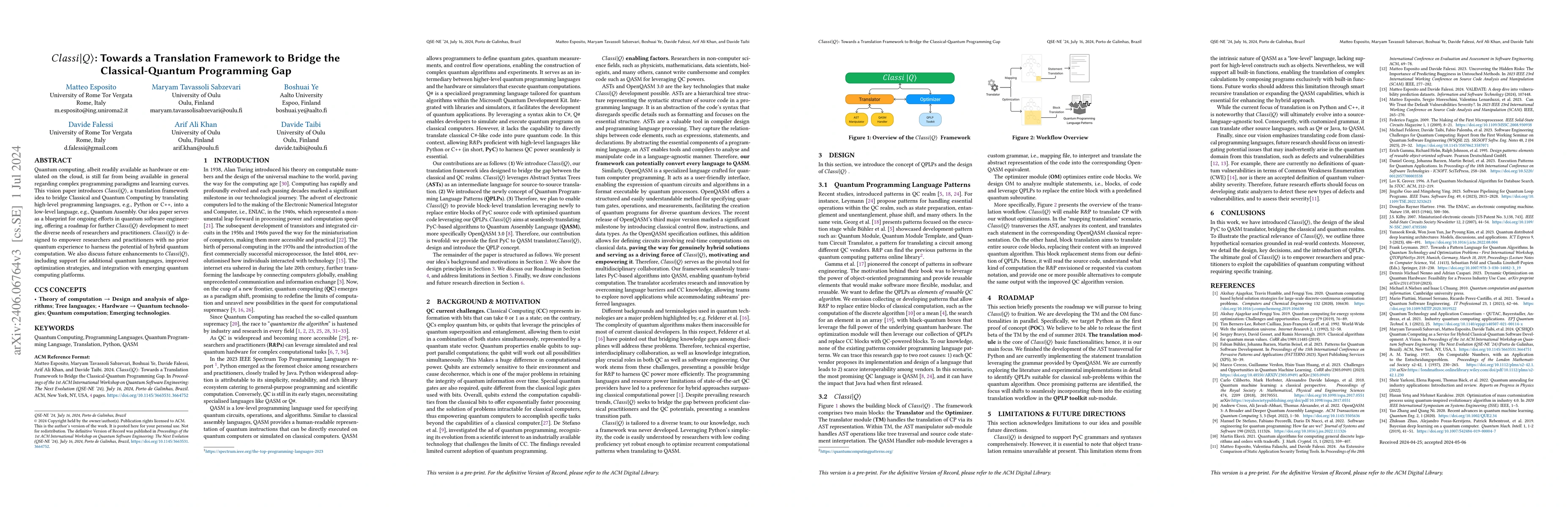 Thumbnail for $Classi|Q\rangle$ Towards a Translation Framework To Bridge The
  Classical-Quantum Programming Gap