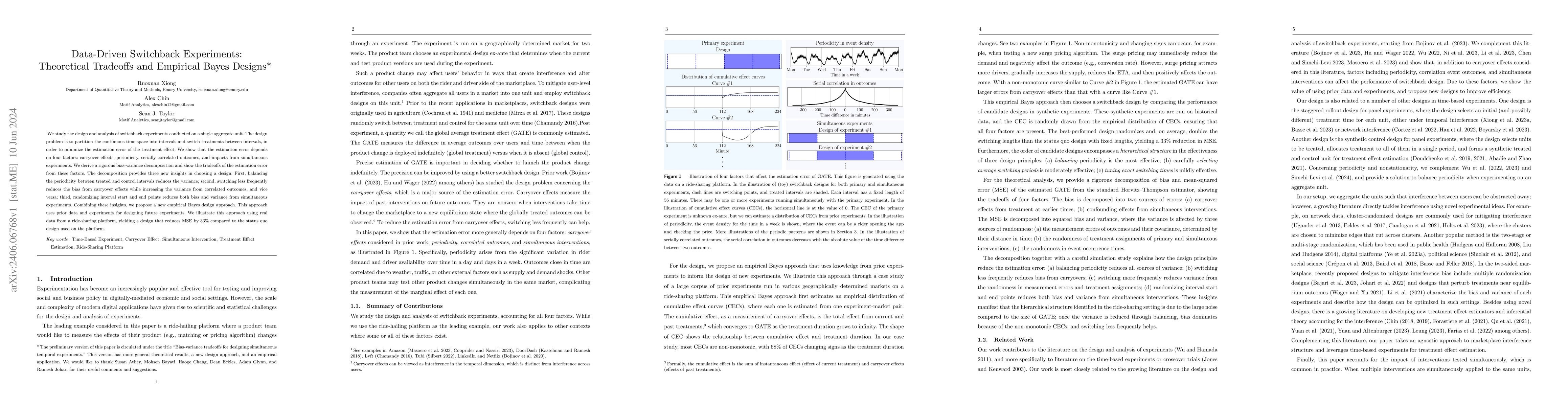 Thumbnail for Data-Driven Switchback Experiments: Theoretical Tradeoffs and Empirical
  Bayes Designs