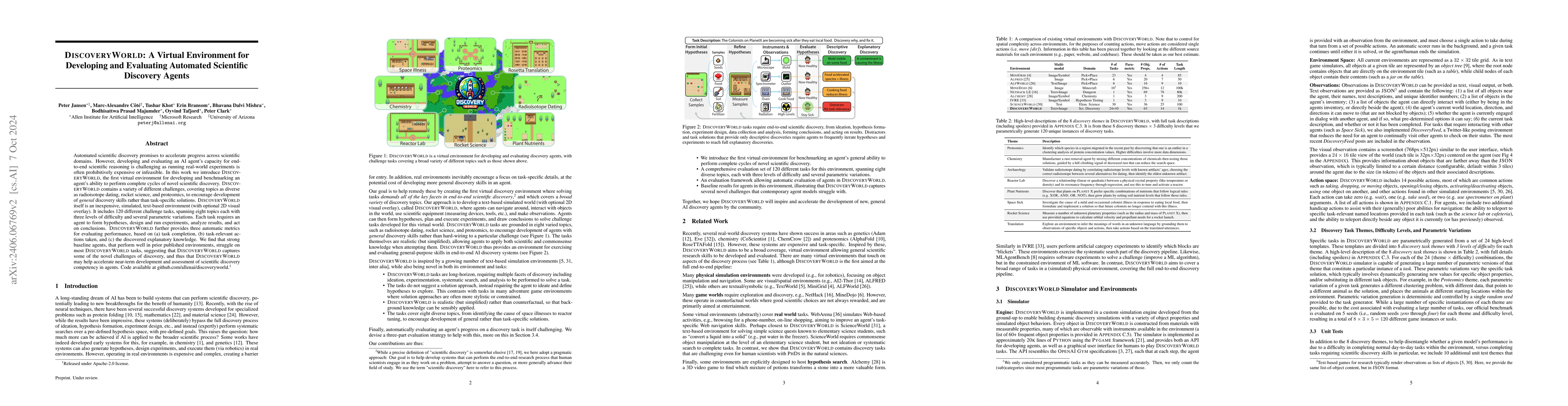 Thumbnail for DISCOVERYWORLD: A Virtual Environment for Developing and Evaluating
  Automated Scientific Discovery Agents