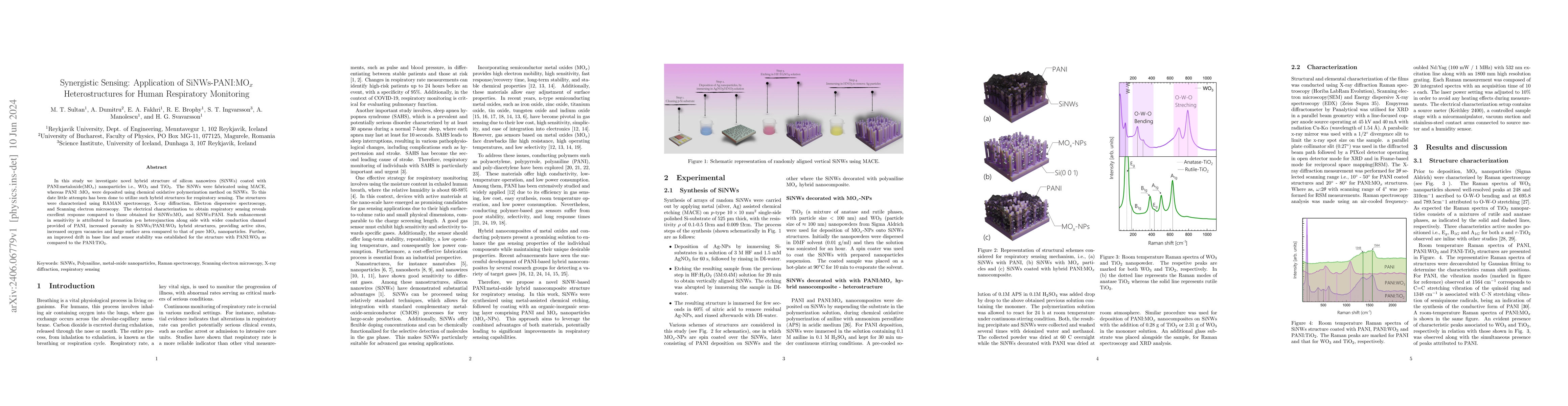 Thumbnail for Synergistic Sensing: Application of SiNWs-PANI:MO$_x$ Heterostructures
  for Human Respiratory Monitoring