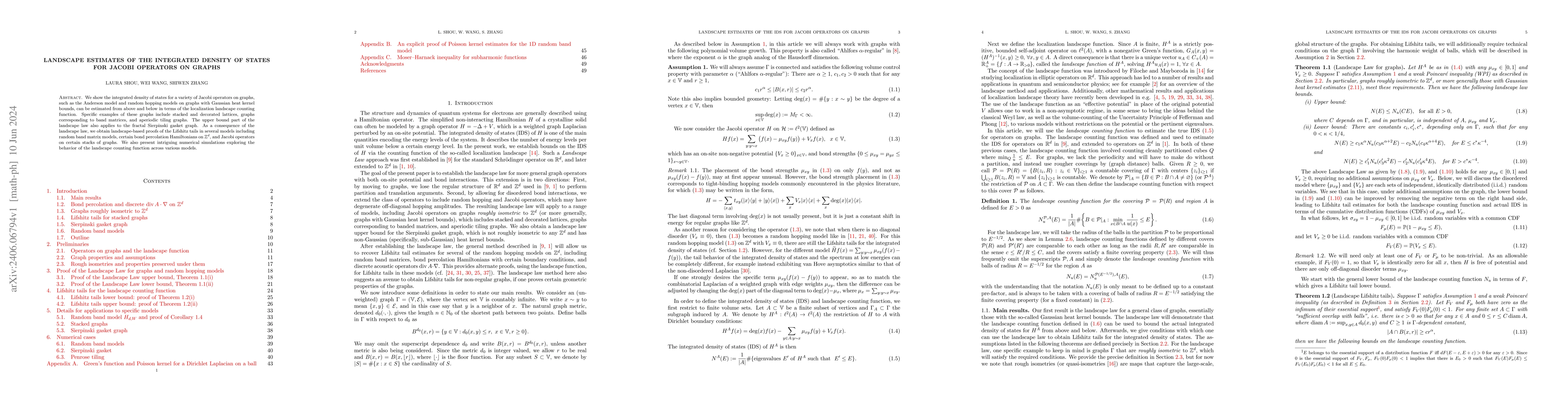 Thumbnail for Landscape estimates of the integrated density of states for Jacobi
  operators on graphs