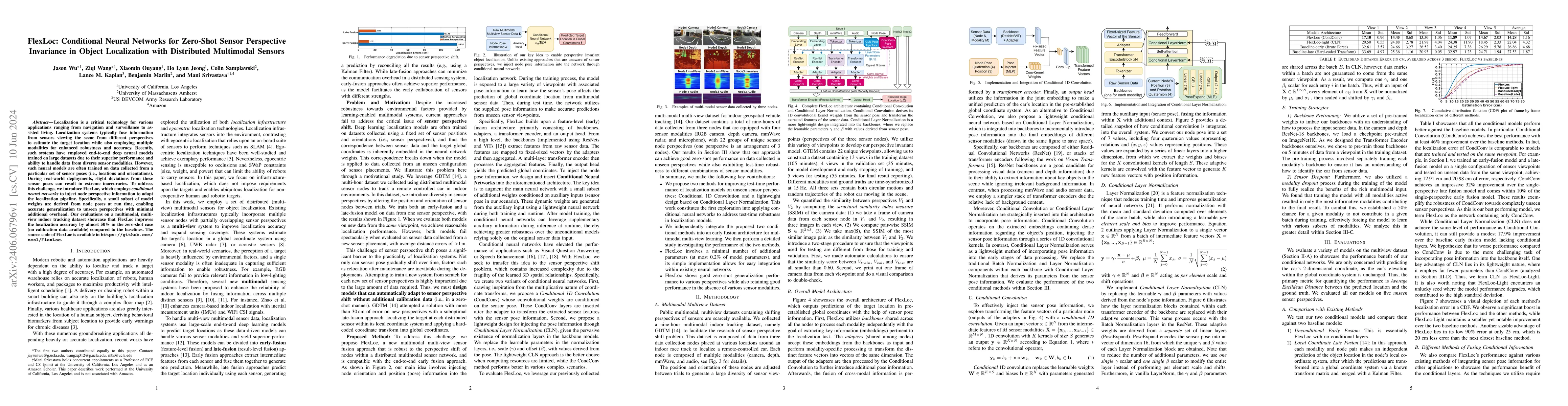 Thumbnail for FlexLoc: Conditional Neural Networks for Zero-Shot Sensor Perspective
  Invariance in Object Localization with Distributed Multimodal Sensors