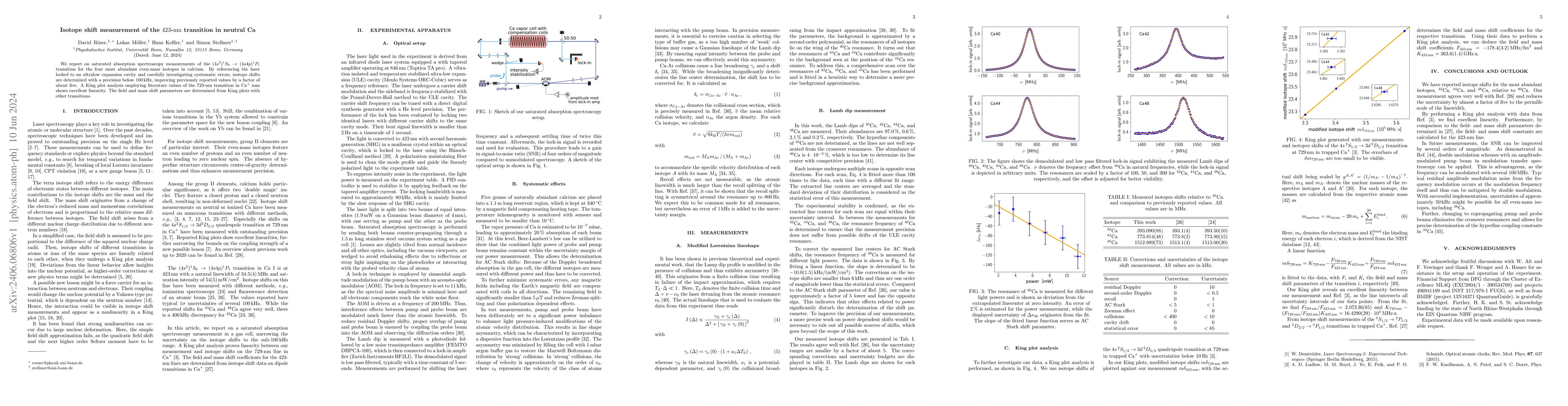 Thumbnail for Isotope shift measurement of the 423-nm transition in neutral Ca