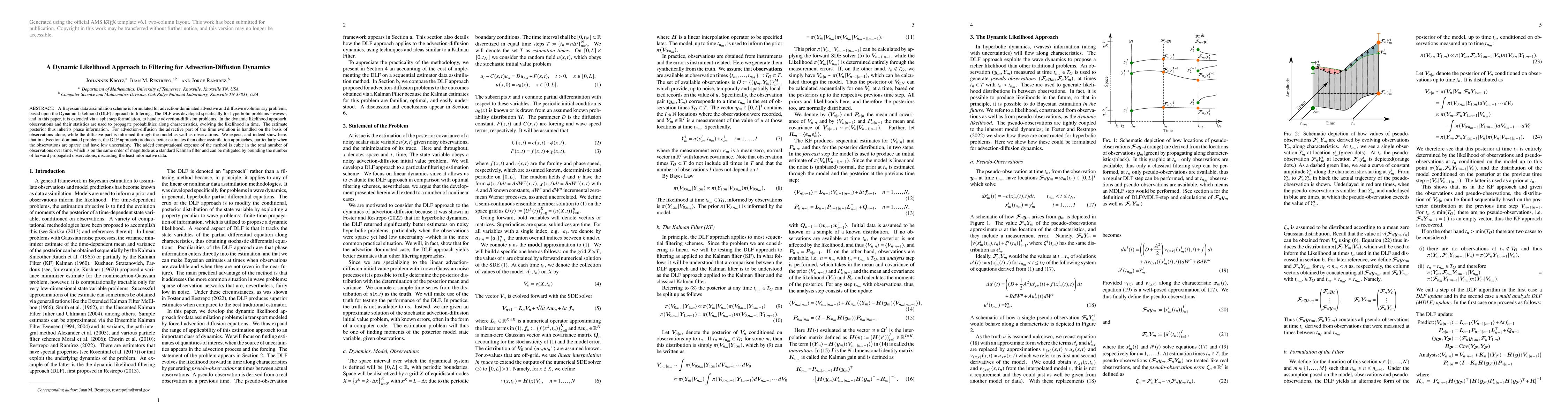 Thumbnail for A Dynamic Likelihood Approach to Filtering for Advection-Diffusion
  Dynamics