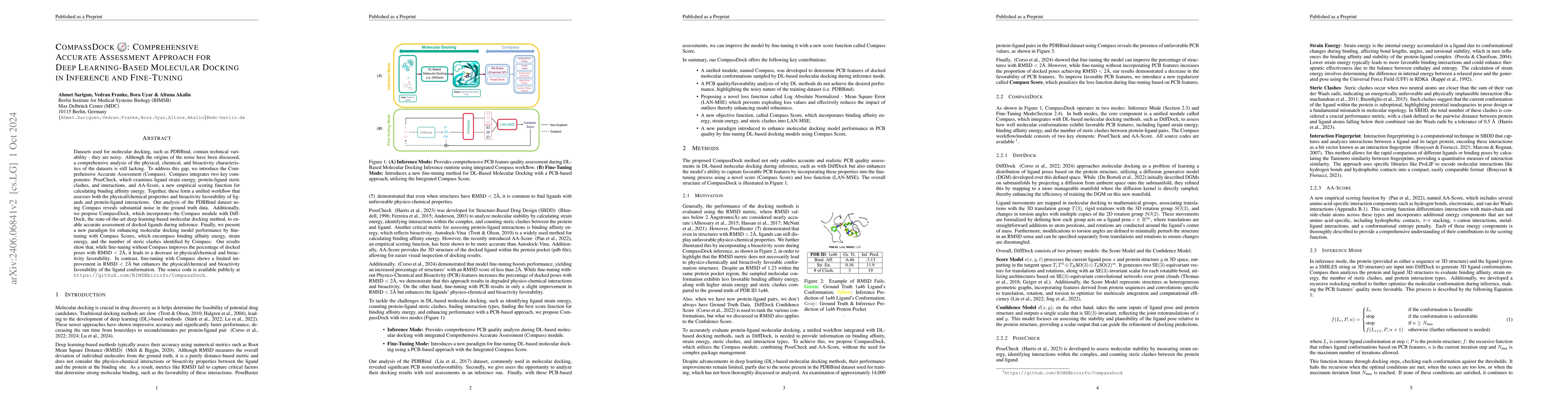 Thumbnail for Compass: A Comprehensive Tool for Accurate and Efficient Molecular
  Docking in Inference and Fine-Tuning