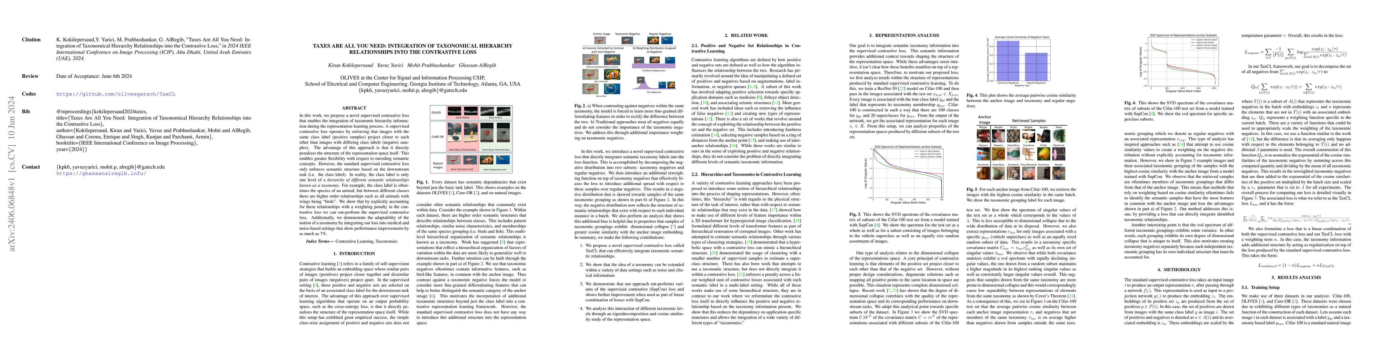 Thumbnail for Taxes Are All You Need: Integration of Taxonomical Hierarchy
  Relationships into the Contrastive Loss