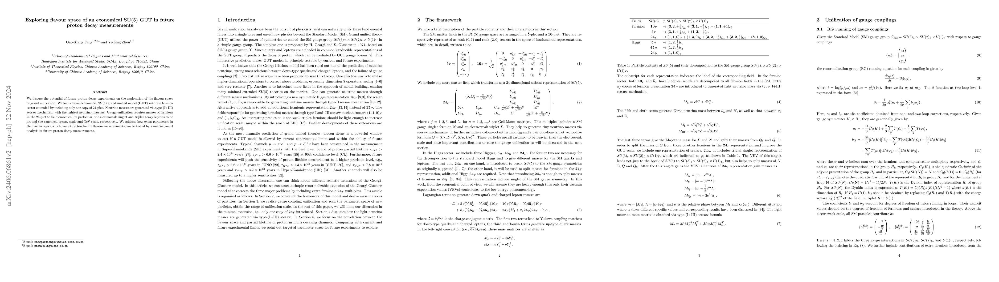 Thumbnail for Exploring flavour space of an economical SU(5) GUT in future proton
  decay measurements