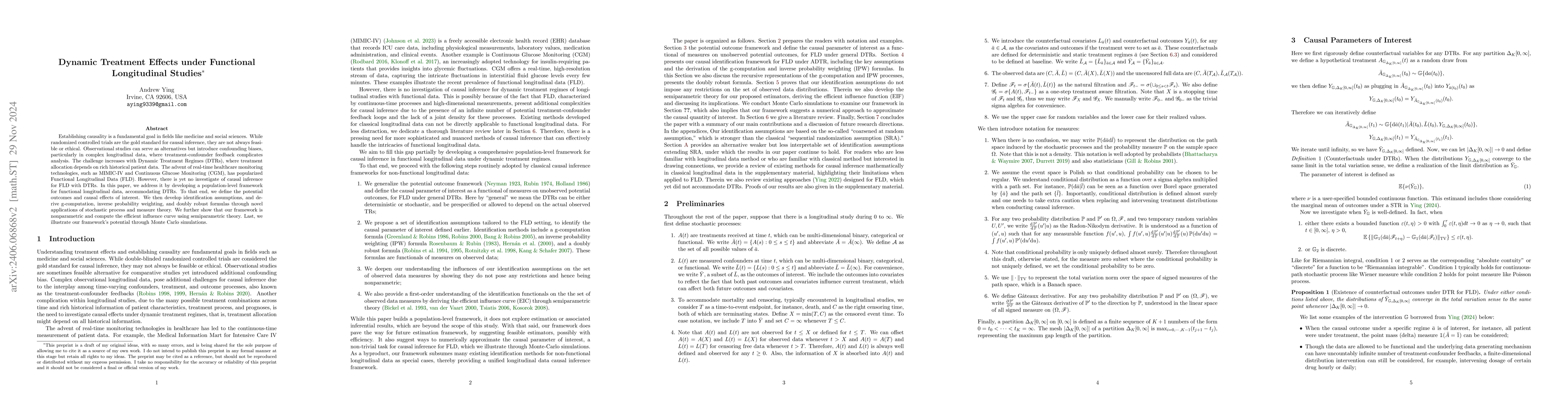 Thumbnail for Causality for Complex Continuous-time Functional Longitudinal Studies
  with Dynamic Treatment Regimes