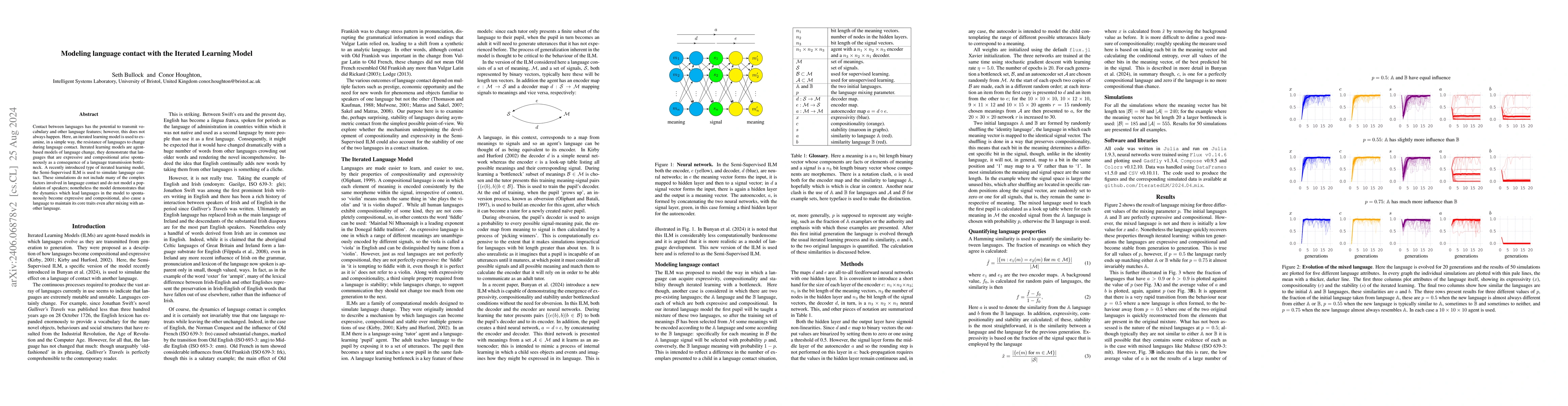 Thumbnail for Modeling language contact with the Iterated Learning Model