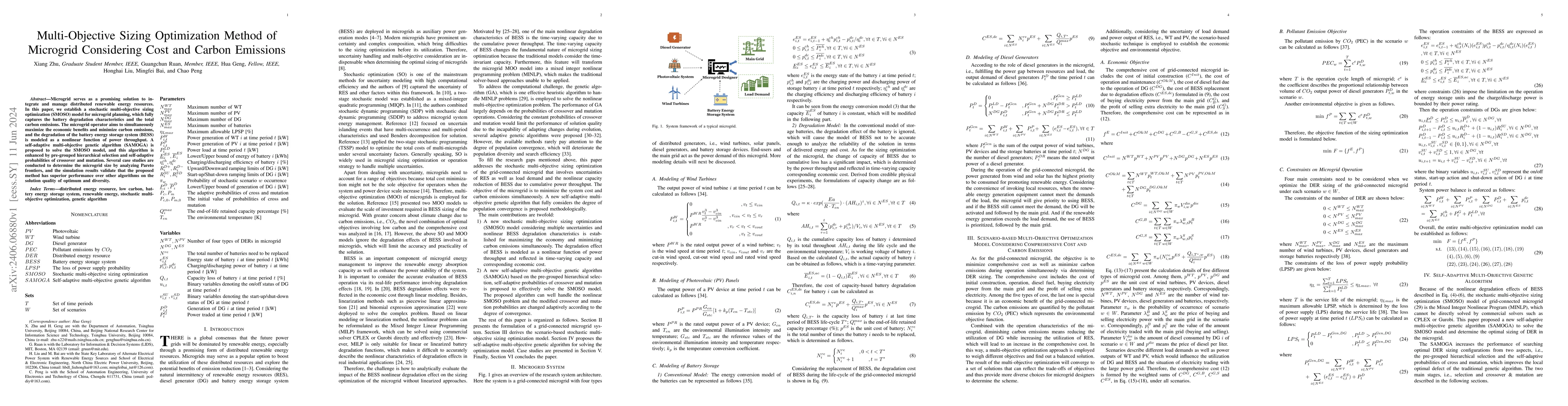 Thumbnail for Multi-Objective Sizing Optimization Method of Microgrid Considering Cost
  and Carbon Emissions