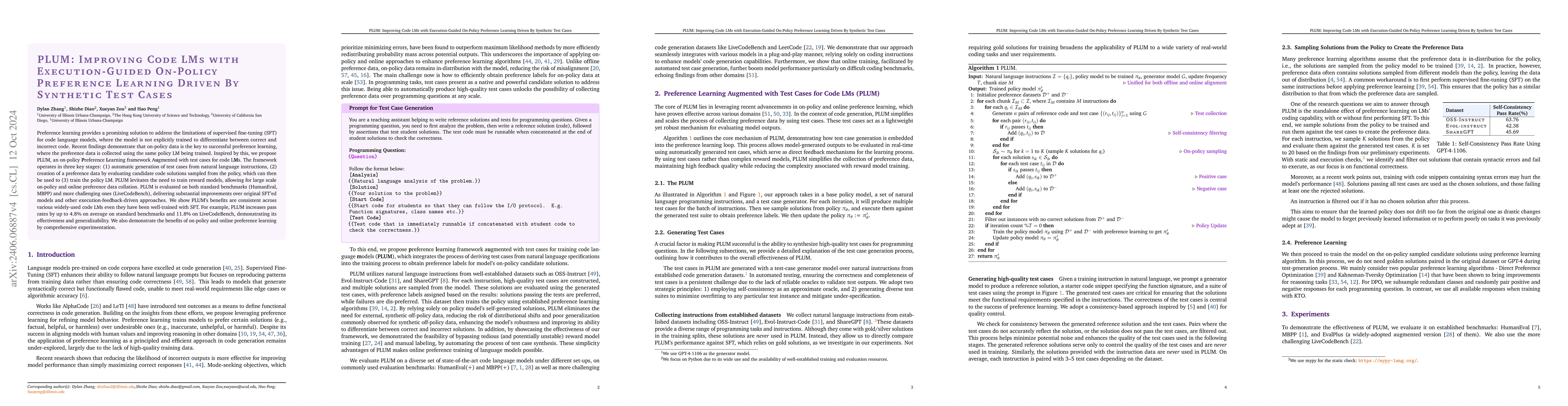 Thumbnail for PLUM: Preference Learning Plus Test Cases Yields Better Code Language
  Models