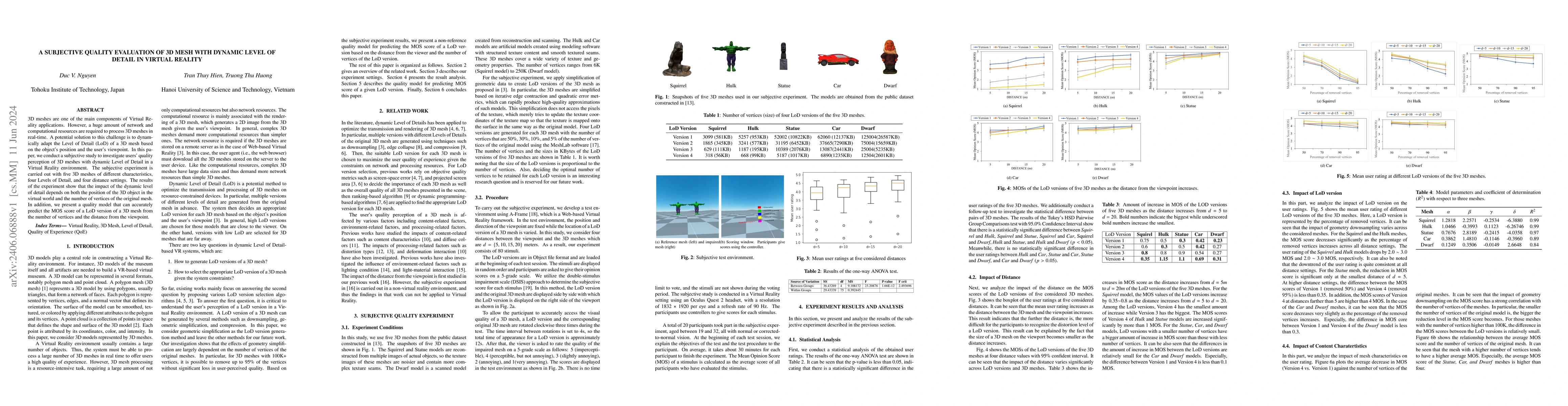 Thumbnail for A Subjective Quality Evaluation of 3D Mesh with Dynamic Level of Detail
  in Virtual Reality
