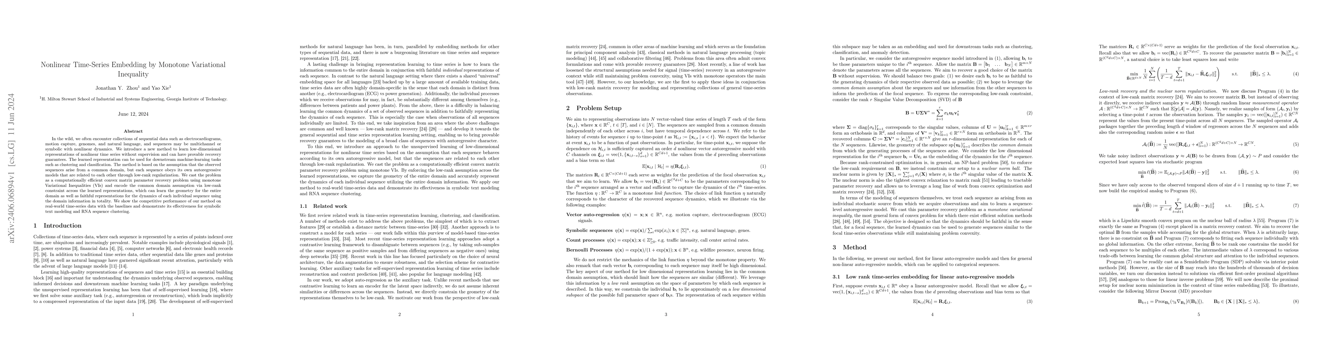 Thumbnail for Nonlinear time-series embedding by monotone variational inequality