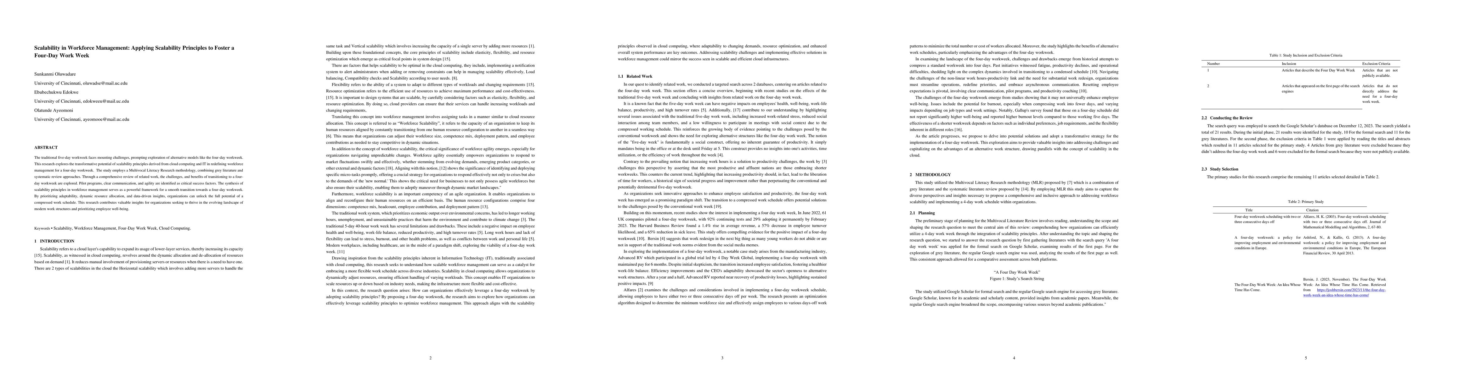 Thumbnail for Scalability in Workforce Management: Applying Scalability Principles to
  Foster a Four-Day Work Week
