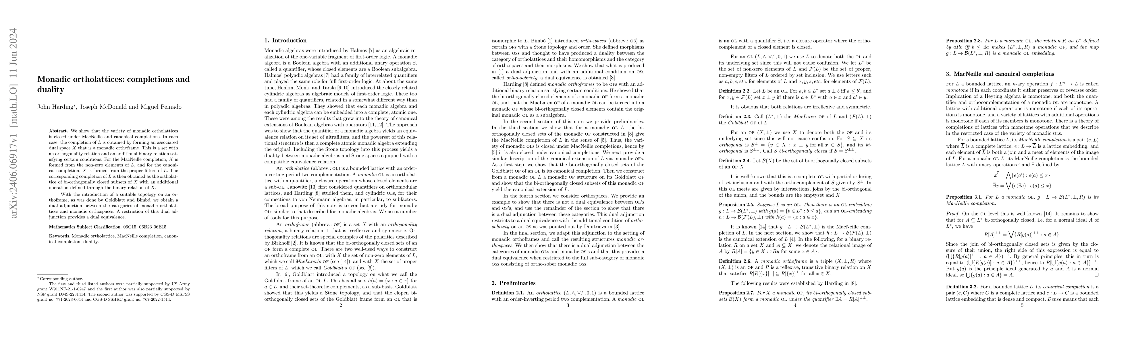 Thumbnail for Monadic ortholattices: completions and duality