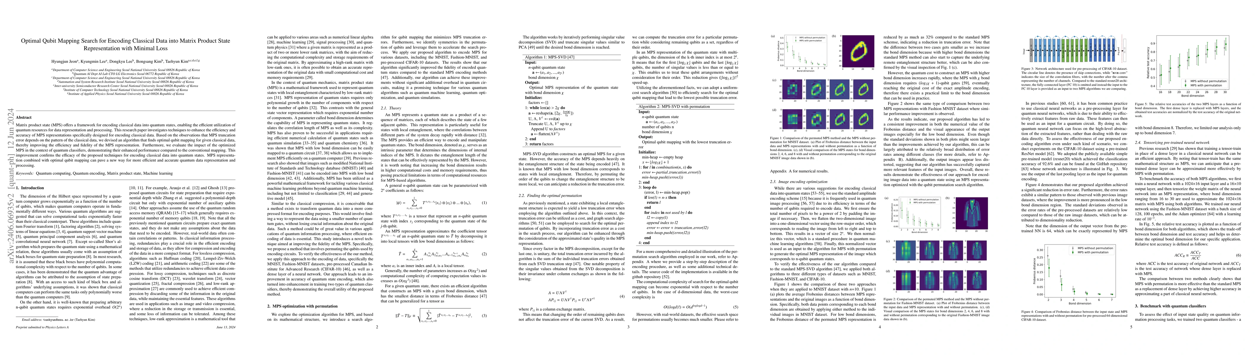 Thumbnail for Optimal Qubit Mapping Search for Encoding Classical Data into Matrix
  Product State Representation with Minimal Loss