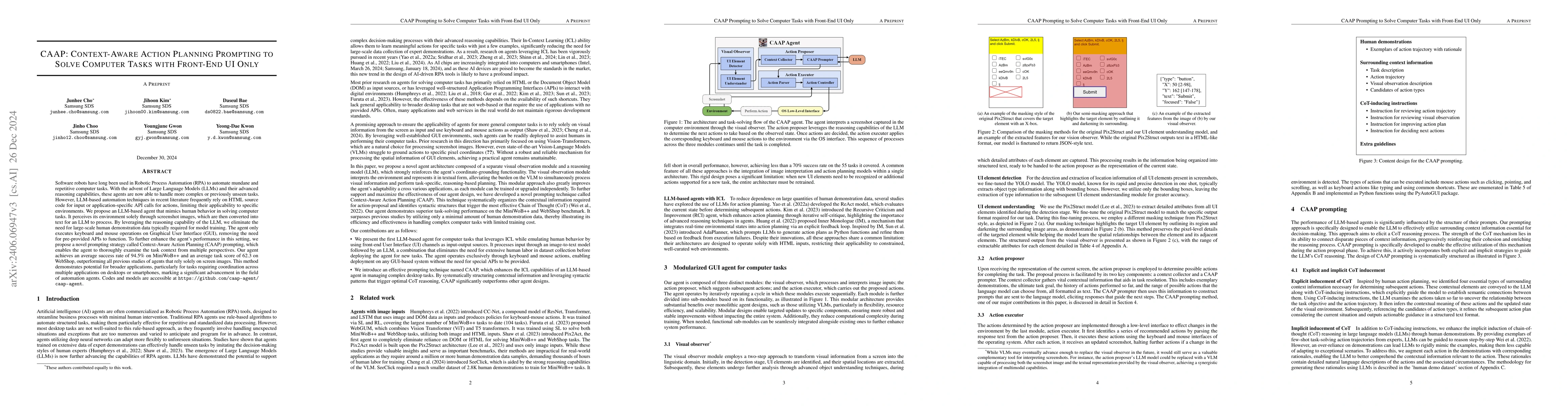 Thumbnail for CAAP: Context-Aware Action Planning Prompting to Solve Computer Tasks
  with Front-End UI Only