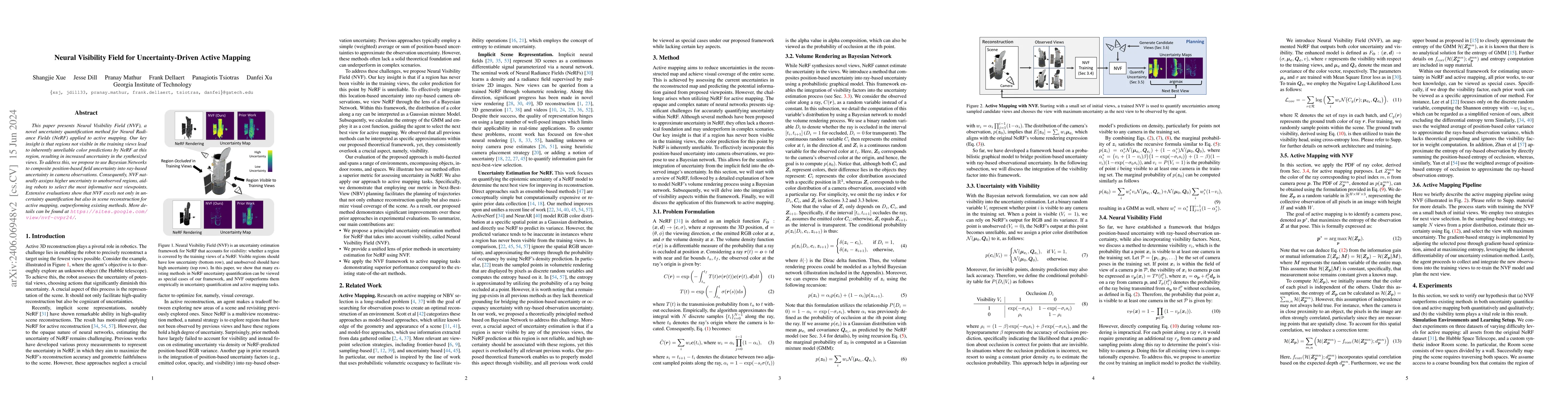 Thumbnail for Neural Visibility Field for Uncertainty-Driven Active Mapping