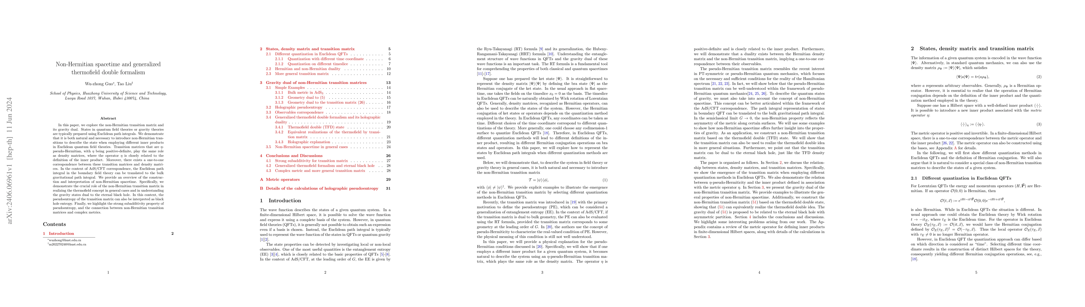 Thumbnail for Non-Hermitian spacetime and generalized thermofield double formalism