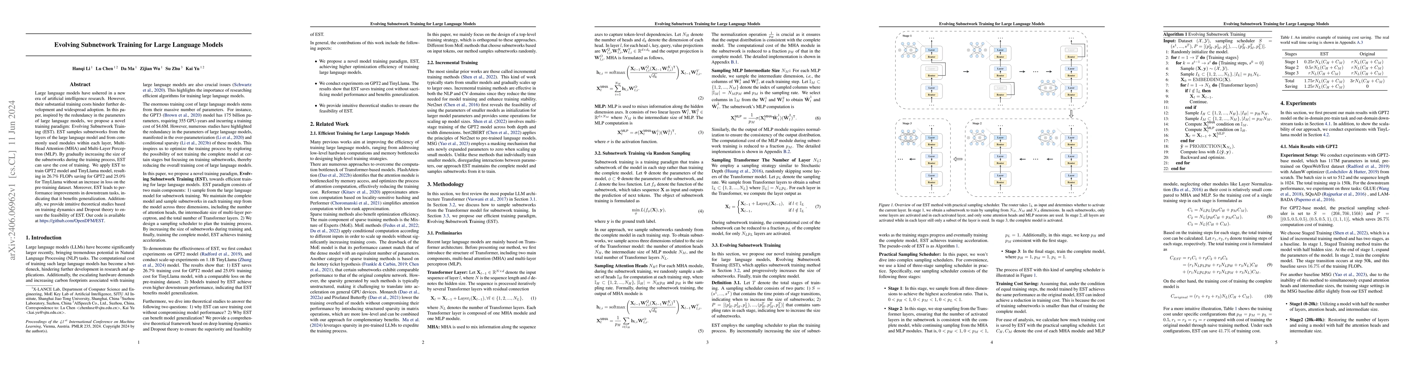 Thumbnail for Evolving Subnetwork Training for Large Language Models