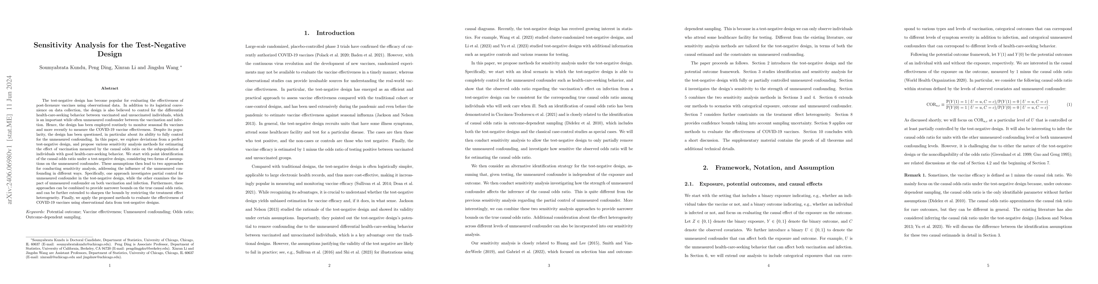 Thumbnail for Sensitivity Analysis for the Test-Negative Design