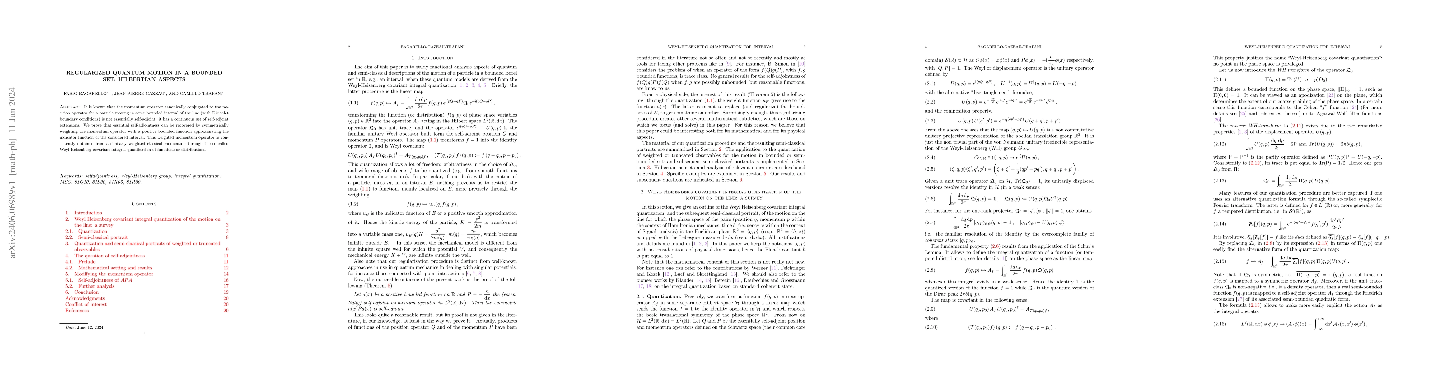 Thumbnail for Regularized quantum motion in a bounded set: Hilbertian aspects