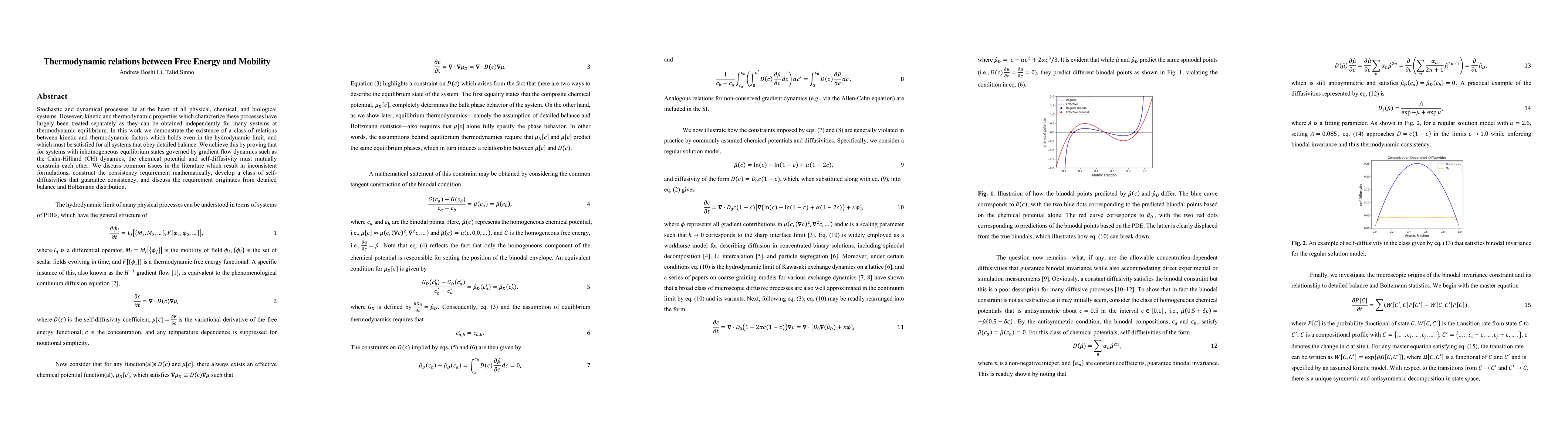 Thumbnail for Thermodynamic Relations between Free Energy and Mobility