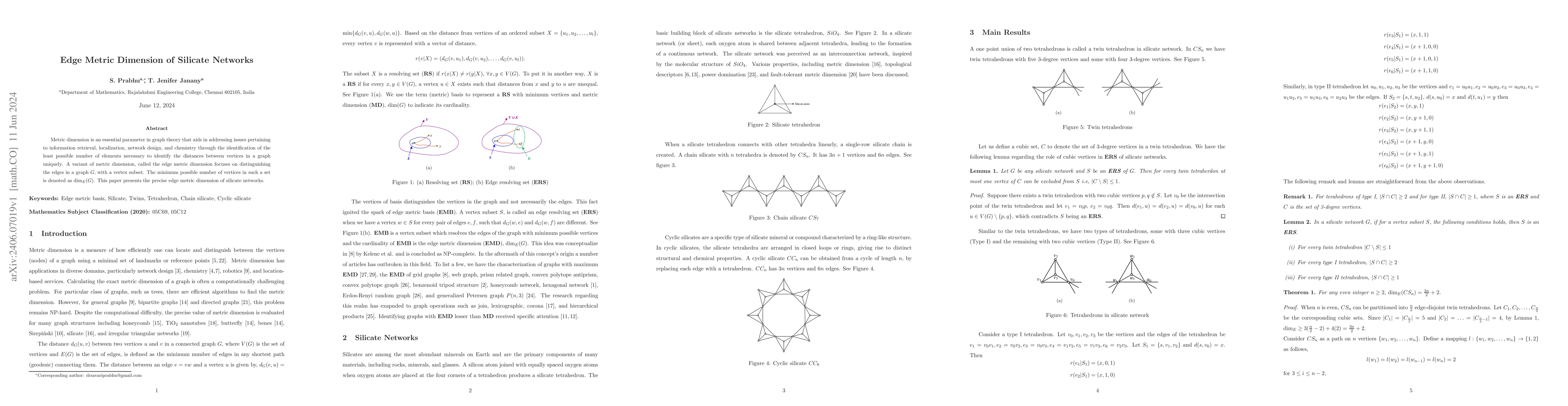 Thumbnail for Edge Metric Dimension of Silicate Networks