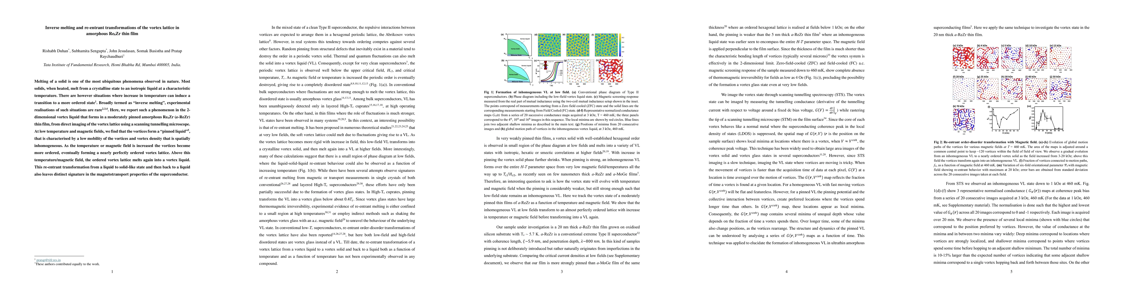 Thumbnail for Inverse melting and re-entrant transformations of the vortex lattice in
  amorphous Re6Zr thin film