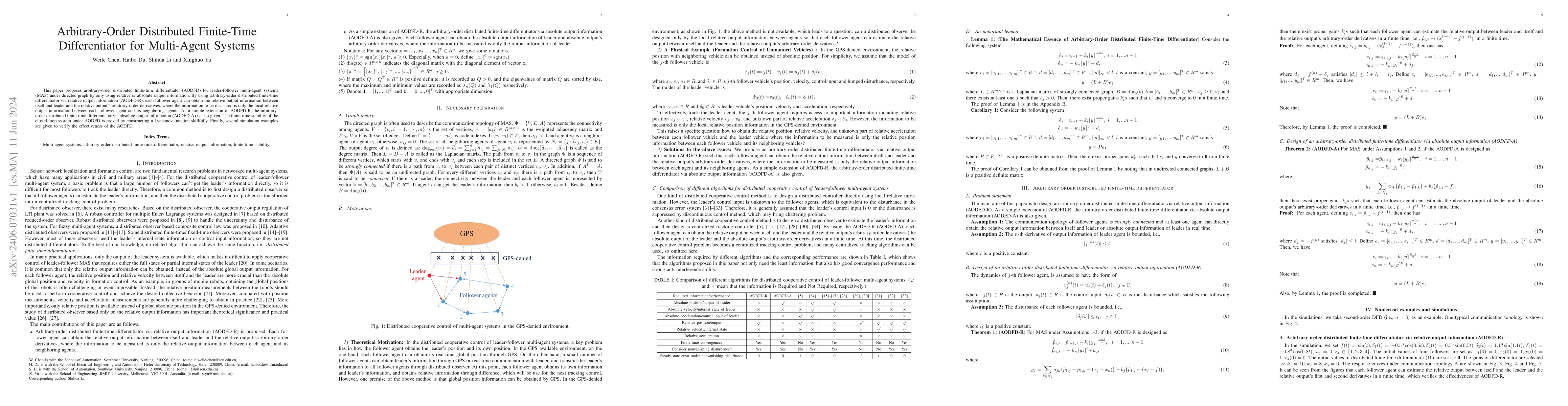 Thumbnail for Arbitrary-Order Distributed Finite-Time Differentiator for Multi-Agent
  Systems