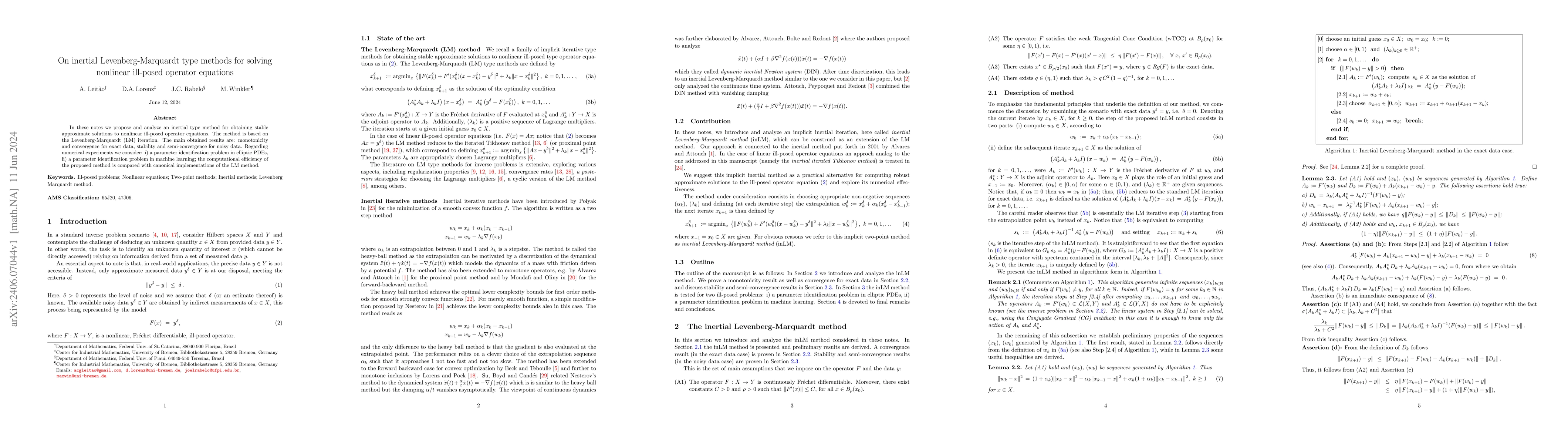 Thumbnail for On inertial Levenberg-Marquardt type methods for solving nonlinear
  ill-posed operator equations