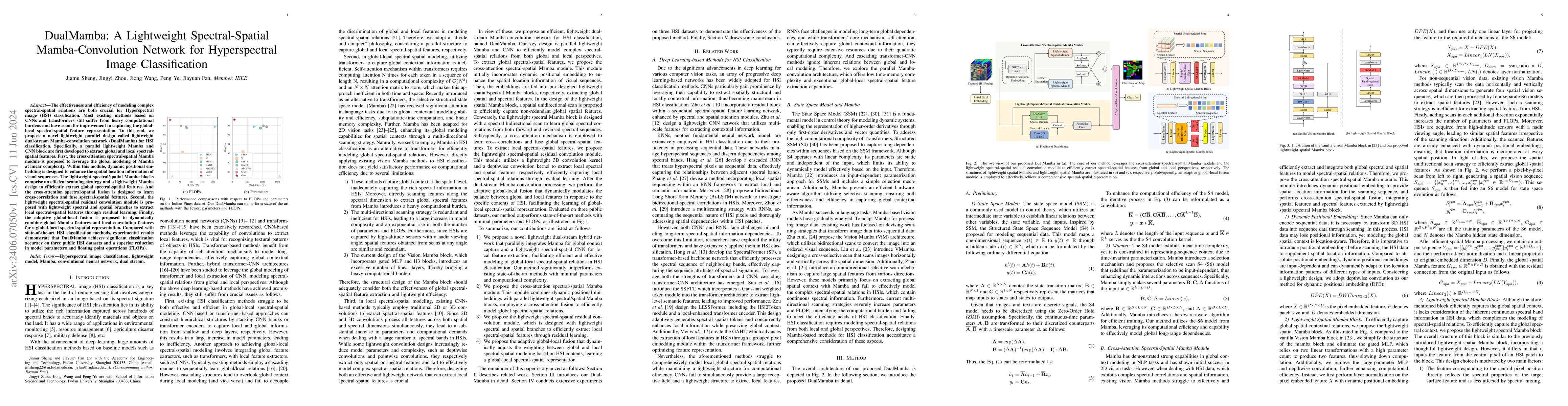 Thumbnail for DualMamba: A Lightweight Spectral-Spatial Mamba-Convolution Network for
  Hyperspectral Image Classification