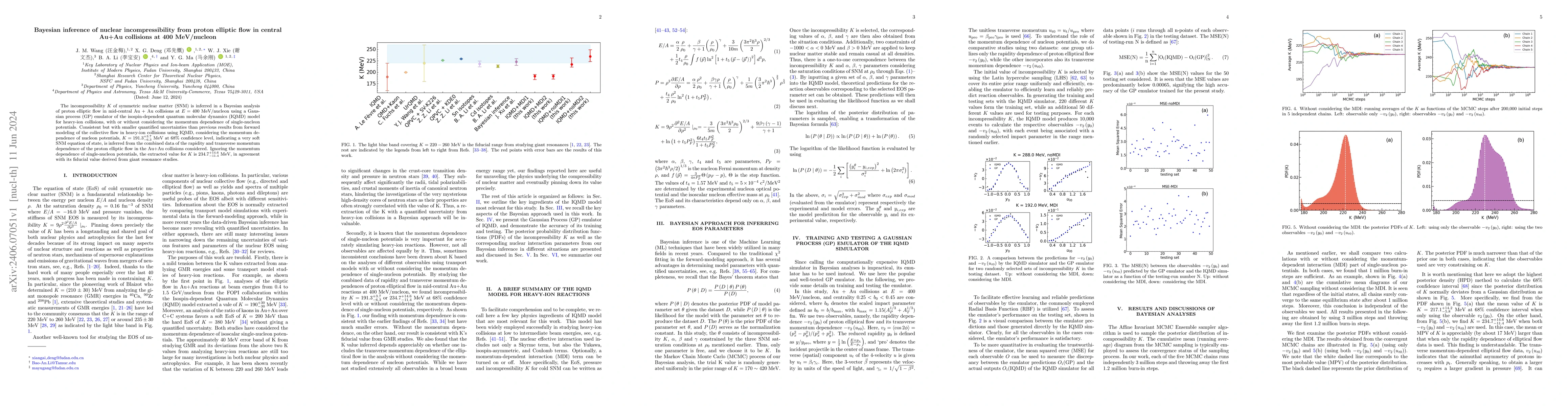 Thumbnail for Bayesian inference of nuclear incompressibility from proton elliptic
  flow in central Au+Au collisions at 400 MeV/nucleon
